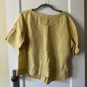 MUJI Linen Short Sleeved Top (M/L) Yellow